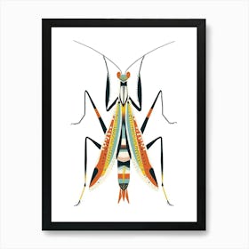 Colourful Insect Illustration Praying Mantis 1 Poster