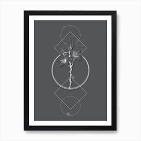 Vintage Madonna Lily Botanical with Line Motif and Dot Pattern in Ghost Gray n.0319 Art Print