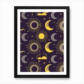 Moon And Sun Pattern Art Print