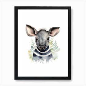 Watercolour Jungle Animal Malayan Tapir 1 Art Print