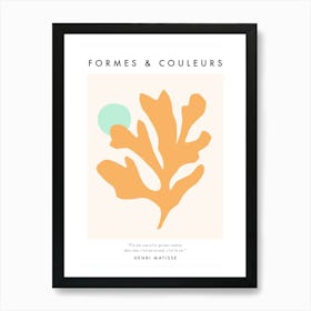 Serene Matisse Abstract Cut-out Leaf on Sun - Mint Peach Fuzz Art Print