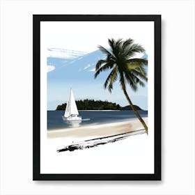 Sailboat On The Beach 1 Poster