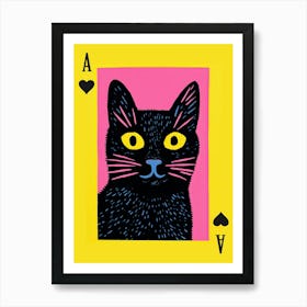 Playing Cards Cat 1 Pink And Black Art Print