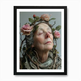 Woman With Roses Art Print