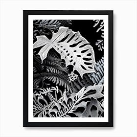 Chinese Holly Fern Linocut Art Print