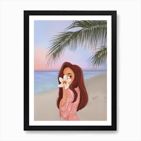 Sunset Beach Girl Art Print