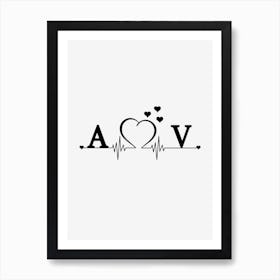 Personalized Couple Name Initial A And V Art Print