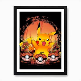 Pikachu Spooky Night - Pokemon Halloween Art Print