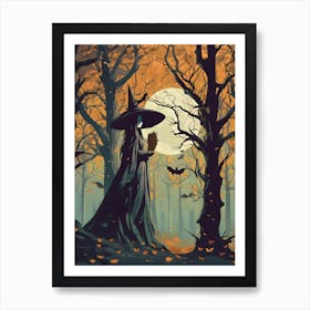 Autumn Witch In The Forest Art Print