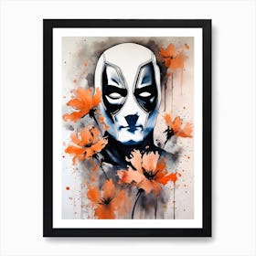 Abstract Deadpool Orange Flowers Painting (13) Art Print