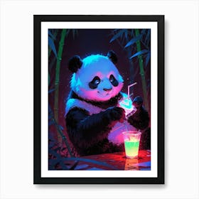 Panda Bear Drink Art Print