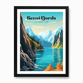 Kenai Fjords National Park Alaska Lakeview Modern Travel Art Art Print