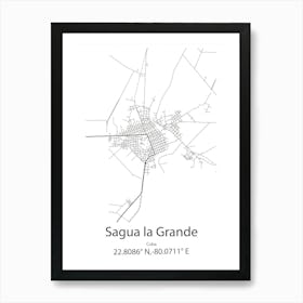 Sagua La Grande,Cuba Minimalist Map Art Print