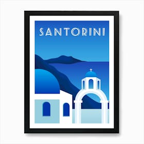 Greece, Santorini — Retro travel minimalist poster 6 Art Print
