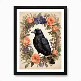 Crow In A Wreath 4 Art Print