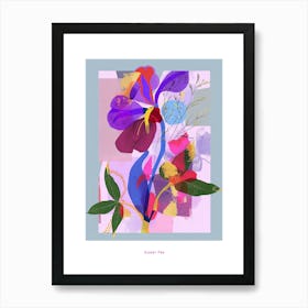 Sweet Pea 3 Neon Flower Collage Poster Art Print