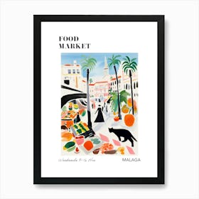 The Food Market In Malaga 2 Illustration Poster Art Print