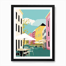 Linkoping, Sweden, Flat Pastels Tones Illustration 2 Art Print