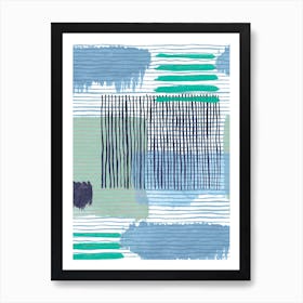 Abstract Striped Geo Green Art Print