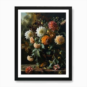 Baroque Floral Still Life Dahlia 2 Art Print