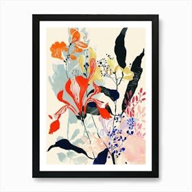 Colourful Flower Illustration Coral Bells 4 Art Print