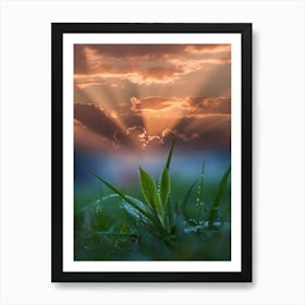 Sunset Over Grass Art Print