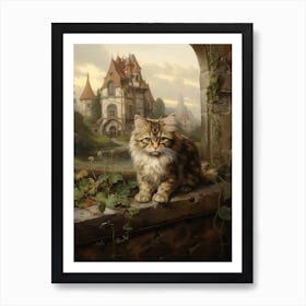 Cat & A Castle Rococo Style 2 Art Print