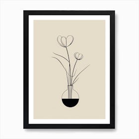 Flower In A Vase Line Art 4 Art Print