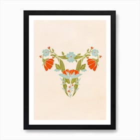 Vintage Womens Rights Floral Uterus Art Print