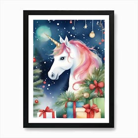 Christmas Unicorn Magic Art Print