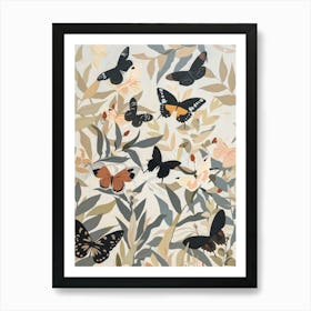 Butterflies Pastels Jungle Illustration 2 Art Print