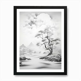 Ethereal Landscape Abstract Black And White 6 Art Print