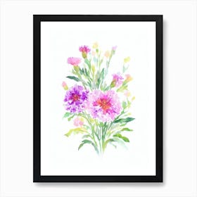 Carnations Watercolour Flower Art Print