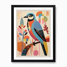 Colourful Scandi Bird American Kestrel 2 Art Print