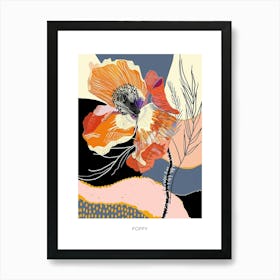 Colourful Flower Illustration Poster Poppy 1 Art Print