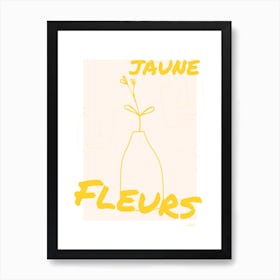 Jaune Fleurs Line Art Print