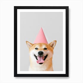 Funny Dog With White Background Art Print