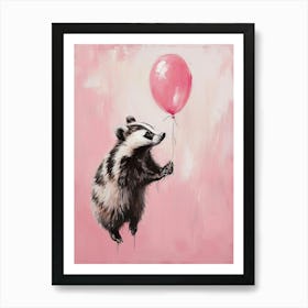 Cute Badger 3 With Balloon Art Print