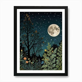 Night In The Forest Style William Morris 1 Art Print 1 Art Print