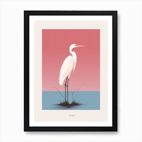 Minimalist Egret 4 Bird Poster Art Print