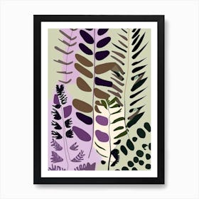 Grape Fern Wildflower Modern Muted Colours 1 Art Print