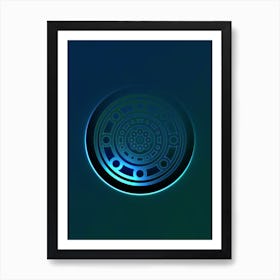 Geometric Neon Glyph on Jewel Tone Triangle Pattern 087 Art Print