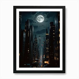 New York City The City's Lunar Glow Art Print