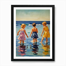 Three Little Girls At The Beach Art Print