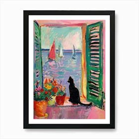 Cat By The Window Art Print