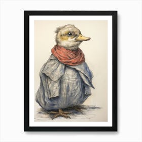 Storybook Animal Watercolour Duck 1 Art Print