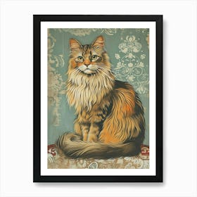 Laperm Cat Relief Illustration 3 Art Print