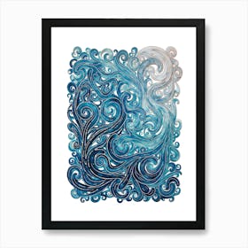 Blue And White Swirls Art Print