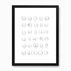 Minimalist Bums in Black & White Art Print