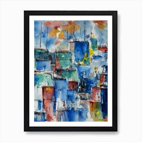 Port Of Cartagena Colombia Abstract Block 2 harbour Art Print